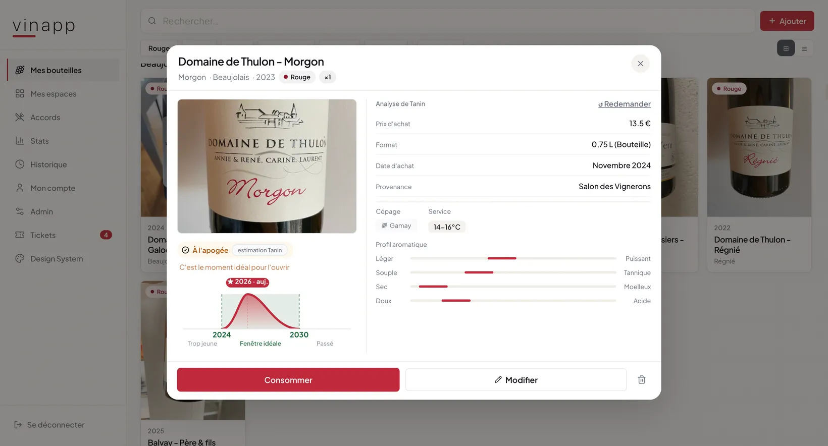 Détail d'un vin — Vinapp